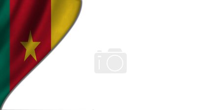 Téléchargez les photos : Fond blanc avec drapeau camerounais sur la gauche. Illustration 3D - en image libre de droit