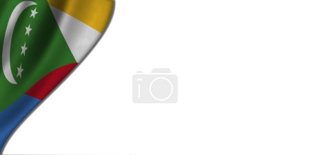 Photo for White background with Comoros flag on the left. 3D illustration - Royalty Free Image