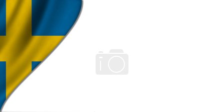 Foto de Fondo blanco con bandera de Suecia a la izquierda. Ilustración 3D - Imagen libre de derechos