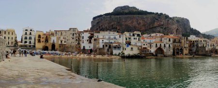 Photo for Panorama of Cefalu beach. June 2, 2023 Cefalu, Sicily, Italy - Royalty Free Image