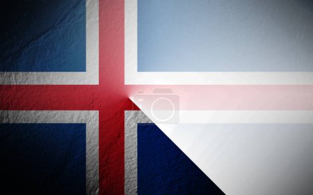 Foto de Bandera de Islandia borrosa sobre fondo blanco - Imagen libre de derechos