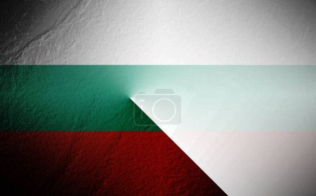 Foto de Bandera de Bulgaria borrosa sobre el fondo blanco - Imagen libre de derechos