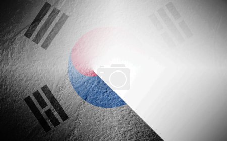 Foto de Bandera de Corea del Sur borrosa sobre fondo blanco - Imagen libre de derechos