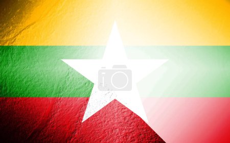 Burma flag blurred on white background