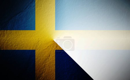 Foto de Bandera de Suecia borrosa sobre fondo blanco - Imagen libre de derechos