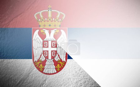 Foto de Bandera de Serbia borrosa sobre fondo blanco - Imagen libre de derechos