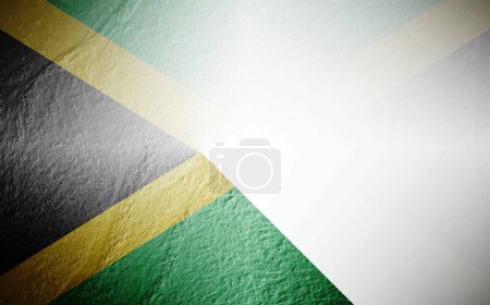 Foto de Bandera de Jamaica borrosa sobre fondo blanco - Imagen libre de derechos