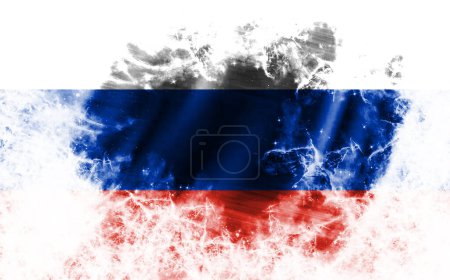 Foto de Fondo blanco con bandera de Rusia desgastada - Imagen libre de derechos