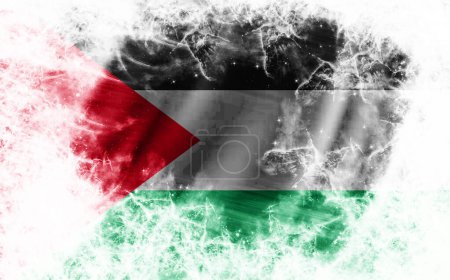 White background with worn Palestine flag