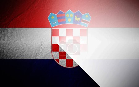 Foto de Bandera de Croacia borrosa sobre fondo blanco - Imagen libre de derechos