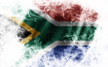 Foto de Fondo blanco con bandera de Sudáfrica desgastada - Imagen libre de derechos