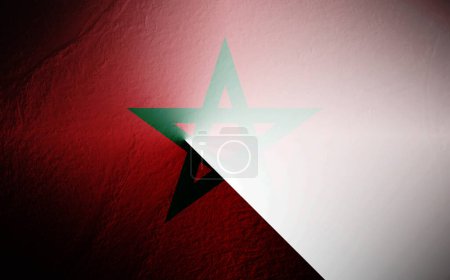 Foto de Bandera de Marruecos borrosa sobre fondo blanco - Imagen libre de derechos