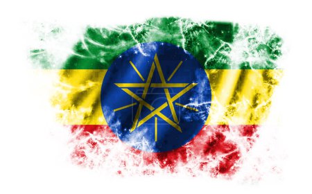 Weißer Hintergrund mit zerrissener Flagge von Äthiopien