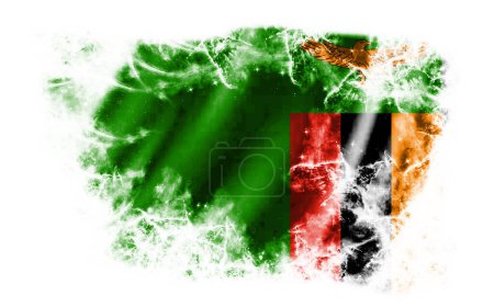 Foto de Fondo blanco con bandera rota de Zambia - Imagen libre de derechos