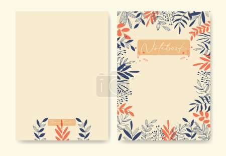 Plantilla floreciente minimalista para portada de cuaderno. Patrón inconsútil colorido, fácil de redimensionar. Ilustración vectorial