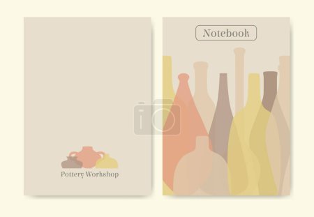 Notebook for pottery workshop. Diary cover design aesthetic pottery class artwork illustration. Vector template school timetable for students. It can be used for card, cover book, notebook.