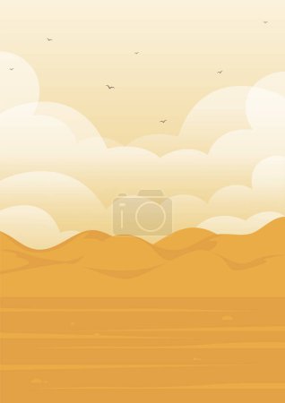 Ilustración de Ilustración del paisaje matutino del desierto rocoso. Vector Boho decoración de paredes del valle americano. West Mitten buttes en Monument Valley, Arizona. Afiche de panorama australiano minimalista estético. - Imagen libre de derechos