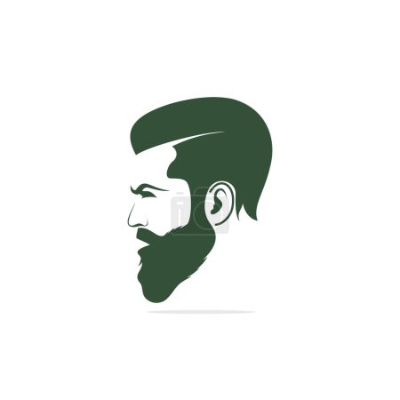 Téléchargez les illustrations : La barbe de l'homme est l'emblème vectoriel de l'atelier de coiffure. Visage d'un homme épouvantable, personnage d'un hippodrome. - en licence libre de droit
