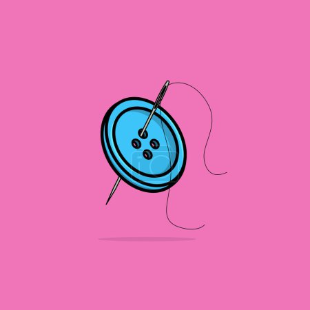 Ilustración de Una aguja roscada e ilustración de vectores de botón azul. - Imagen libre de derechos