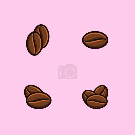 Coffee beans illustration. Cartoonish vector set. Flat Cartoon Style for Web Landing Page, Banner, Flyer, Sticker, Wallpaper, Card, Background