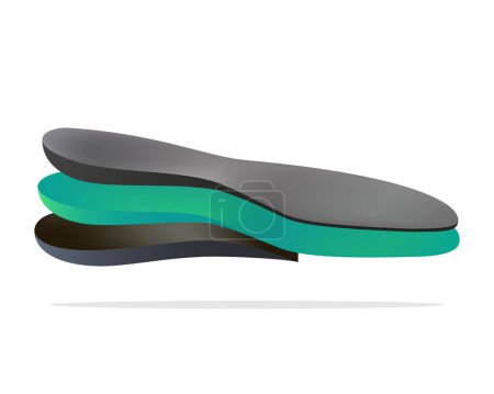 Zapatos cómodos arco soporte plantillas vector ilustración. Diseño vectorial para plantilla de soporte de arco de zapato de tres capas.