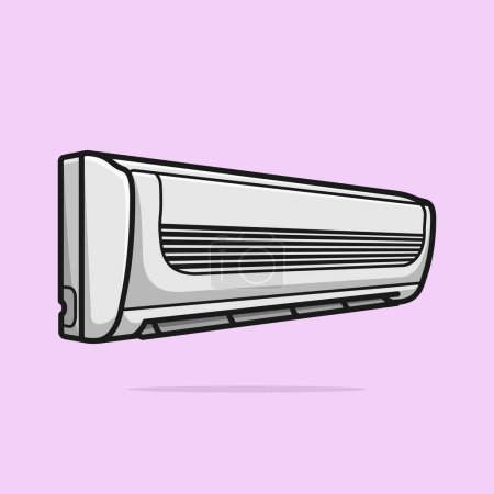 Illustration for Air conditioner mounted on a light purple wall - Royalty Free Image