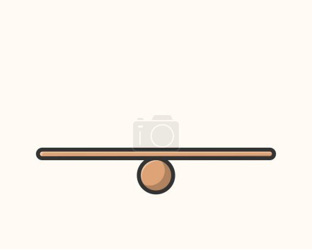 Illustration for An empty blank wood see saw balance scale on white background. - Royalty Free Image