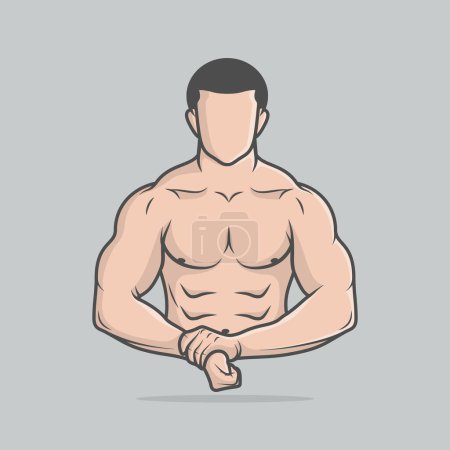 Illustration for Portrait of a muscular strong shirtless male bodybuilder vector illustration design - Royalty Free Image