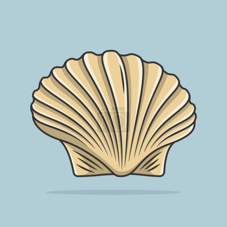 Sea shell, scallop vector sketch illustration. Seashell outline cartoon style