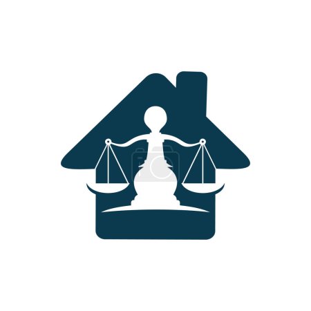 Illustration for Justice Logo. Law House Logo Design. Property Law Logo, Real estate logo. - Royalty Free Image