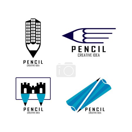 Téléchargez les photos : Modèle vectoriel de conception de logo icône crayon - en image libre de droit