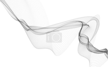 Photo pour Fond abstrait avec des lignes d'onde monochromes sur fond blanc. Contexte technologique moderne. - image libre de droit