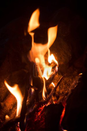 a bonfire that burns in the evenin