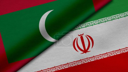 Photo for 3D Rendering of two flags from Republic of Maldives and Islamic Republic of Iran together with fabric texture, bilateral relations, peace and conflict between countries, great for background - Royalty Free Image