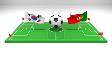 Corea del Sur vs Portugal fútbol Copa Mundial FIFA Qatar 2022, campo de fútbol, trabajo en 3D e imagen en 3D, Ereván, Armenia - 2022 Noviembre 07