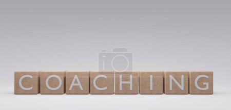 Wooden Cubes Coaching, Cubes with text Coaching. 3D work and 3D image