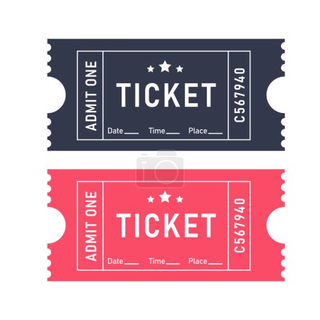Illustration for A set of tickets in black, pink color. Place, date, time. - Royalty Free Image