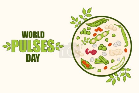Illustration for World pulses (legumes) day. Banner. Love Pulses - Royalty Free Image