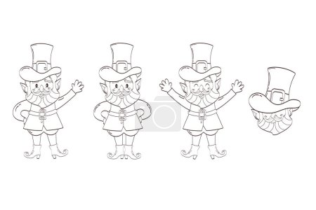 Téléchargez les illustrations : Leprechaun cartoon character set outline. Happy St. Patrick's Day. Illustration of a leprechaun - en licence libre de droit