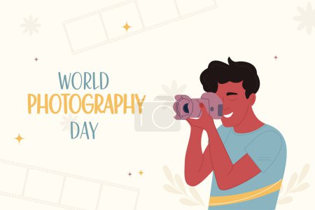 Ilustración de Plano mundo fotografía día fondo. Un afroamericano toma una foto - Imagen libre de derechos