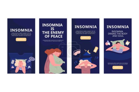 Illustration for Insomnia social media collection. Instagram stories - Royalty Free Image
