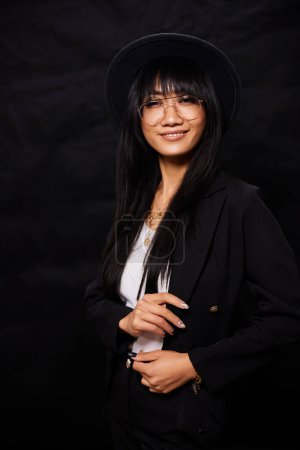 Photo for Portrait of beautiful Asian women are cool and confident in casual clothes over white background. People lifestyle concept. Mock up copy space. Fashion model. attractive elegant woman. - Royalty Free Image