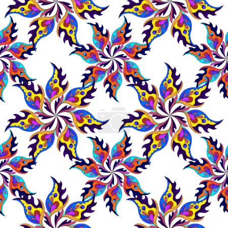 Floral ethnic motif. Ukrainian pattern. Seamless pattern. Decorative composition with floral motifs. Watercolor. Wallpaper. Use printed materials, signs, posters, postcards, packaging. 