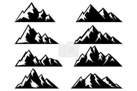 Illustration for Set of icons of mountains. Design element for logo, emblem, sign, poster, card, banner. Vector illustration - Royalty Free Image
