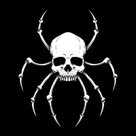 Illustration eines Totenkopfes mit Spinnenbeinen. Gestaltungselement für Plakat, Karte, Banner, Schild, Emblem. Vektorillustration