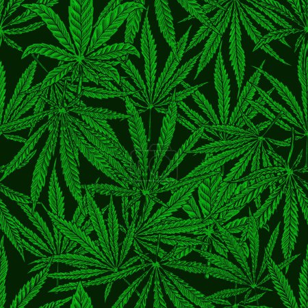 Nahtloses Muster mit Cannabisblättern. Für Plakate, Karten, Banner, Flyer. Vektorillustration