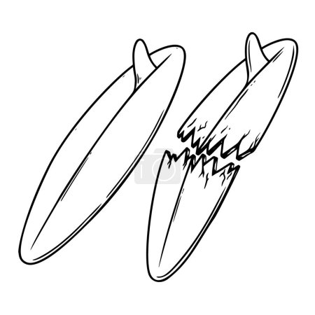 Ilustración de Ilustración de tabla de surf rota. Elemento de diseño para póster, tarjeta, banner, signo, logotipo. Ilustración vectorial - Imagen libre de derechos