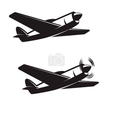 Téléchargez les illustrations : Illustration d'un avion rétro. Élément de design pour logo, étiquette, signe, emblème. Illustration vectorielle - en licence libre de droit
