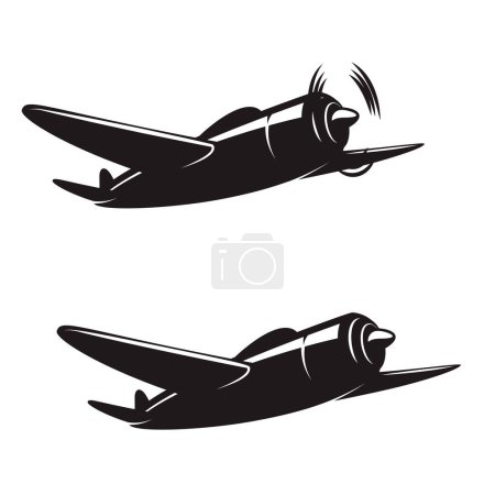 Téléchargez les illustrations : Illustration d'un avion rétro. Élément de design pour logo, étiquette, signe, emblème. Illustration vectorielle - en licence libre de droit