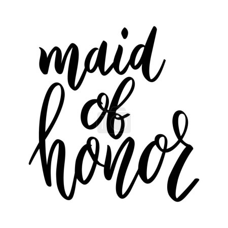 Illustration for Maid of honor. Lettering phrase on white background. Design element for greeting card, t shirt, poster. Vector illustration - Royalty Free Image